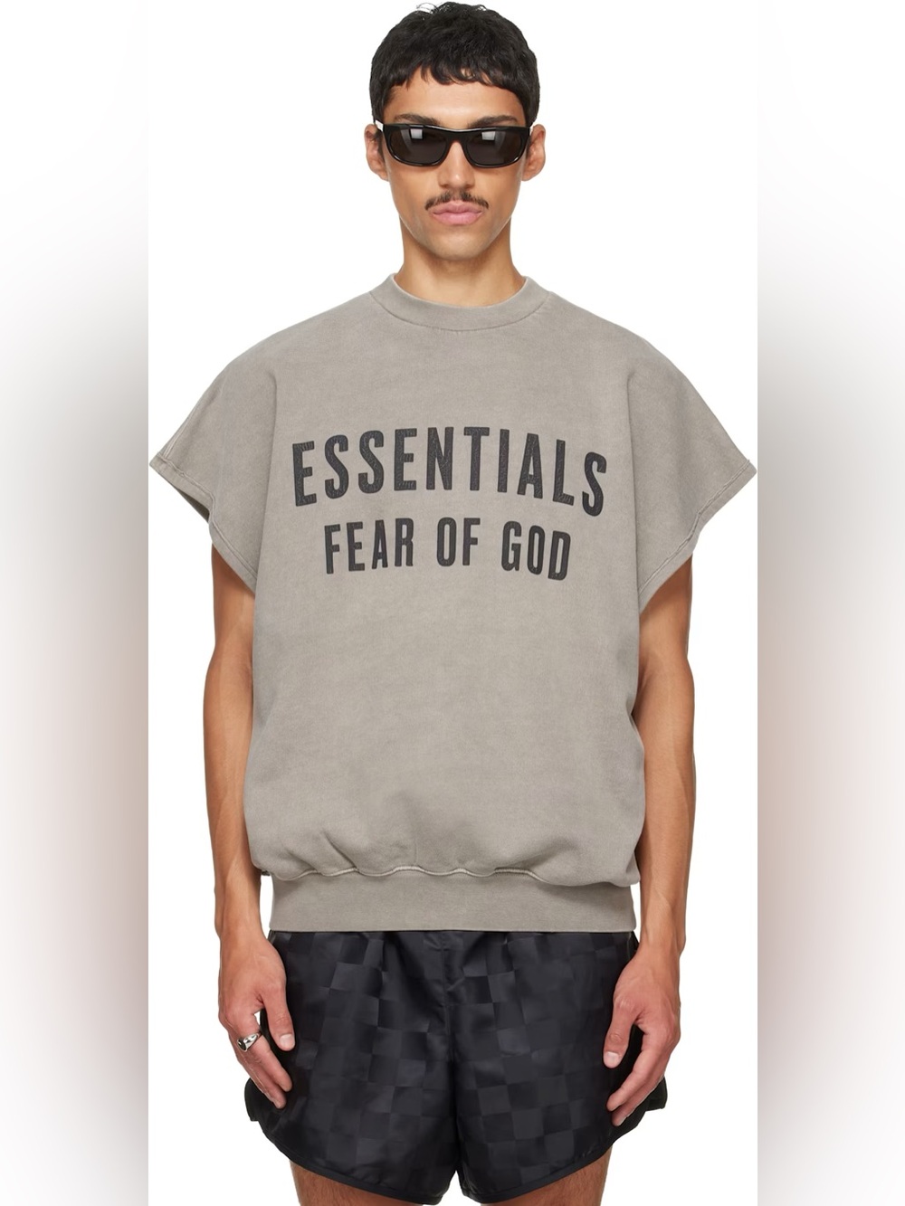 NWOT Fear of God Essentials Gray Relaxed Fleece Cutoff Sweatshirt